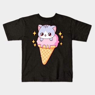 Ice Cream Cat Pattern Kids T-Shirt